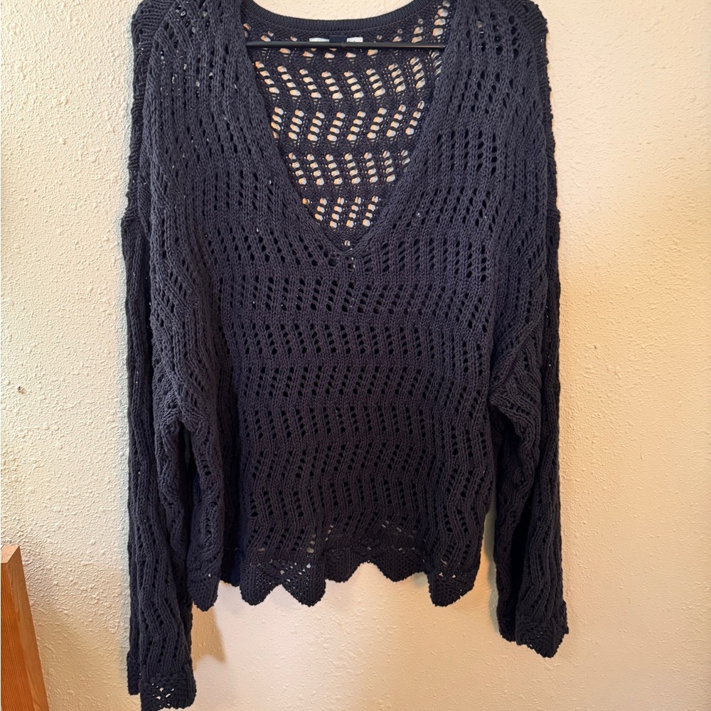 American Eagle Outfitters Charcoal V-Neck Sweater